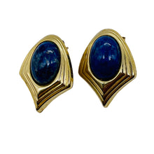 Load image into Gallery viewer, Sugilite Gold Tone Oval Earrings | 1x3/4 Inch | Blue | 1 Pair |