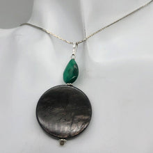 Load image into Gallery viewer, Hypersthene and Malachite Sterling Silver Goddess Pendant | 2 Inch|Silver Green|