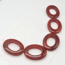 Load image into Gallery viewer, Carnelian Agate Picture Frame Beads 8" Strand |40x30x5mm|Red/Orange|Oval |5 Bds| - PremiumBead Primary Image 1