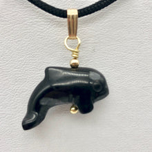 Load image into Gallery viewer, Happy Obsidian Orca Whale 14K Gold Filled 1.06" Long Pendant 509301ORG - PremiumBead Alternate Image 10