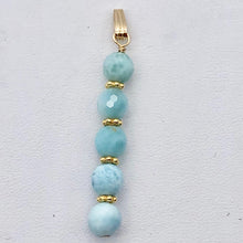 Load image into Gallery viewer, Larimar Faceted Round Bead 14k Gold Filled Pendant | 1.75" Long | Blue White |