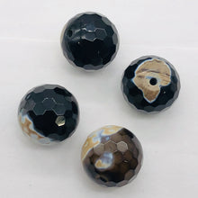 Load image into Gallery viewer, Agate Faceted Statement Bead Parcel Round | 18mm | Black/White/Brown | 4 Beads |