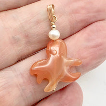 Load image into Gallery viewer, Cartoon Natural Red Carnelian Dangly Octopus 14K Gold Filled Pendant| 1 1/4 " |