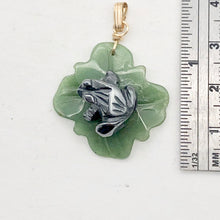 Load image into Gallery viewer, Ribbit Hematite Frog On Aventurine Lily Pad 14Kgf Pendant | 28x28.5x11mm |