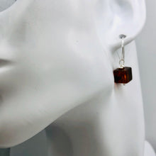 Load image into Gallery viewer, Amber Sterling Silver Cube Bead Earrings | 1 1/2" Long | Red | 1 Pair |