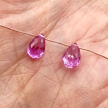 Load image into Gallery viewer, Pair AAA Brilliant Facetted Pink Sapphire Briolette Beads -1.25 Caret | 6x4x3mm