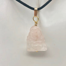 Load image into Gallery viewer, Namaste Hand Carved Rose Quartz Buddha and 14k Gold Filled Pendant, 1.5" Long - PremiumBead Alternate Image 8