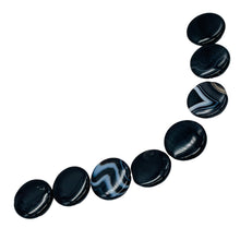 Load image into Gallery viewer, Black & White Sardonyx 25mm Coin Bead 8" Strand 10486HS