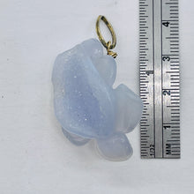 Load image into Gallery viewer, Chalcedony 14K Gold Filled Druzy Crystal Flower Pendant | 1 3/4" Long | Blue |
