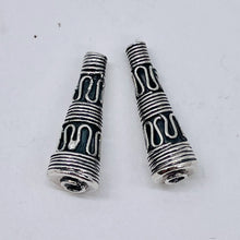Load image into Gallery viewer, Classic Cone Shaped Bali Beads | 20.5x6.5x3mm | Silver | 2 Beads |