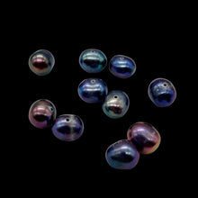 Load image into Gallery viewer, 10 Premium Rainbow Peacock 8x7mm Freshwater Pearl Beads 2271