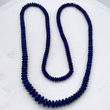 Load image into Gallery viewer, Lapis Lazuli Rondelle Graduated Necklace | 32" Long | Blue Silver | 16-12mm |