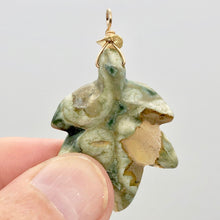 Load image into Gallery viewer, Ryolite RainForest Jasper Leaf 14K Gold Filled| 1.75 |Green/White/Gold|1 Pendant