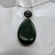 Load image into Gallery viewer, Hypersthene Tsunami Stone Briolette Sterling Silver Pendant| 3"| Green, Silvery|