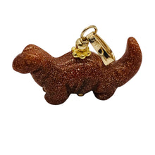 Load image into Gallery viewer, Goldstone Diplodocus Dinosaur Pendant Necklace|Semi Precious Stone Jewelry