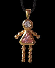 Load image into Gallery viewer, October! Crystal Kid Girl & 14K Vermeil Pendant 9926Jg