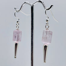 Load image into Gallery viewer, Kunzite Crystals Sterling Silver Dangle Earrings | 1 3/4" Long | Pink | 1 Pair |
