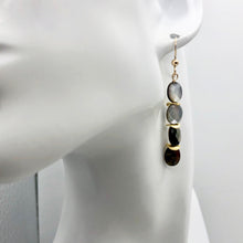 Load image into Gallery viewer, Faceted Tahitian MoP Shell 14K Gold Filled Earrings with Gold Beads|2 Inch Drop|