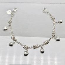 Load image into Gallery viewer, Love! Hearts & Bells Sterling Silver Charm Bracelet 6 3/4 inch Length - PremiumBead Alternate Image 3
