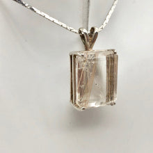 Load image into Gallery viewer, Shimmer! Emerald Cut 15x12mm Rutilated Quartz and Sterling Silver Pendant 10550 - PremiumBead Alternate Image 4