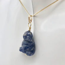 Load image into Gallery viewer, Namaste Hand Carved Sodalite Buddha and 14K Gold Filled Pendant, 1.5" Long - PremiumBead Alternate Image 7