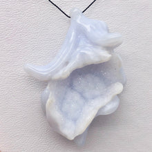 Load image into Gallery viewer, Blue Chalcedony Druzy Flower Bead | Carved | Twice Drilled | 42.98 cts | 41x31mm - PremiumBead Alternate Image 9