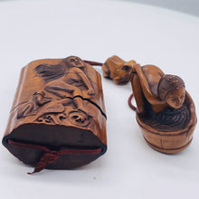 Load image into Gallery viewer, Inro Signed Boxwood 3 Part Maiden and Frog Carved | 6" Long | Brown | 1 |