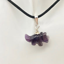 Load image into Gallery viewer, Purple Dinosaur Pendant Amethyst Triceratops Sterling Silver Pendant 509303AMS | 22x11x7.5mm (Triceratops), 6.8mm (Bail Opening), 1" (Long) | Purple - PremiumBead Alternate Image 3