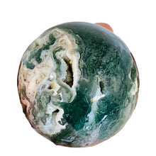 Load image into Gallery viewer, Moss Agate Druzy Quartz Crystal Meditation Sphere | 75mm | Green/White | 1 |