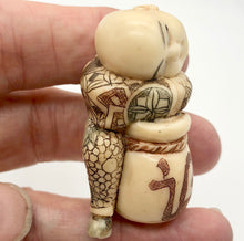 Load image into Gallery viewer, Scrimshaw carved Sleeping Asian Boy with Drum figurine - PremiumBead Alternate Image 8
