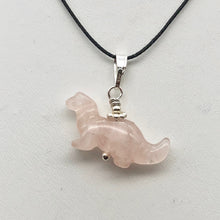 Load image into Gallery viewer, Pink Diplodocus Dinosaur Rose Quartz Sterling Silver Pendant 509259RQS | 25x11.5x7.5mm (Diplodocus), 5.5mm (Bail Opening), 7/8" (Long) | Pink - PremiumBead Alternate Image 2