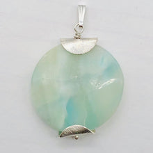 Load image into Gallery viewer, Wavy Hemimorphite Sterling Silver Disc Dangle Pendant 1 3/4" Long | Aqua/Green |