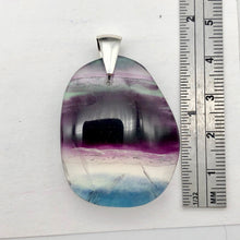 Load image into Gallery viewer, Fluorite Freeform Sterling Silver Pendant Dramatic| 1 3/4" | Purple/Teal |Oval | - PremiumBead Alternate Image 6