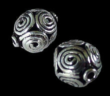 Load image into Gallery viewer, 2 Beads of Handmade Celtic Life Spiral Triskillion Silver 5492