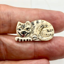 Load image into Gallery viewer, Waterbuffalo Bone Tiger Cat | 27.5x15x5.5mm | Cream/Black | 1 Bead - PremiumBead Alternate Image 4