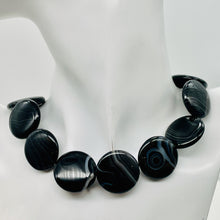 Load image into Gallery viewer, Black & White Sardonyx 25mm Coin Bead Strand 110486