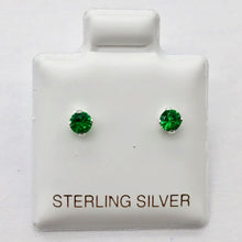 Load image into Gallery viewer, May! Round 3mm Created Green Emerald & 925 Sterling Silver Stud Earrings 10146E - PremiumBead Alternate Image 4