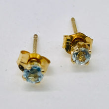 Load image into Gallery viewer, Aquamarine 14K Gold 3mm Round Post Earrings | 3mm | Aqua | 1 Pair |