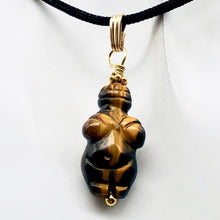 Load image into Gallery viewer, Hand Carved Tigereye Goddess of Willendorf 14Kgf Pendant |1.5 "Long | Goddess | - PremiumBead Primary Image 1