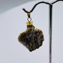 Load image into Gallery viewer, Ocean Jasper Leaf w/Pearl 14K Gold Filled Pendant | 1 1/2" Long | Yellow/White |