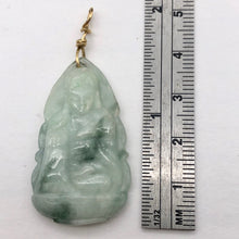 Load image into Gallery viewer, Precious Stone Jewelry Carved Quan Yin Pendant in Green White Jade and Gold - PremiumBead Alternate Image 7