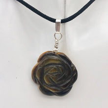 Load image into Gallery viewer, Hand Carved Tigereye Rose Flower Pendant | 1.5" Long | 509290TES - PremiumBead Alternate Image 3