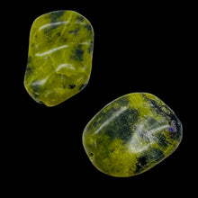 Load image into Gallery viewer, Green Serpentine with Black Matrix Beads | 21x19x6mm to 17x14x5mm | 2 Beads |