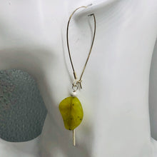 Load image into Gallery viewer, Korean Jade Carved Leaf Sterling Silver Drop Earrings | 3 1/4" Long | Green |