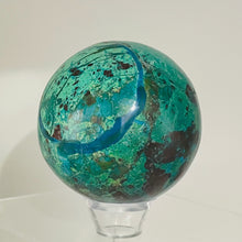Load image into Gallery viewer, Chrysocolla Cuprite Scry Crystal Round Sphere | 65mm | Blue/Copper | 1 Sphere |
