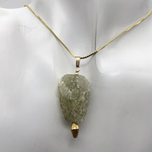 Load image into Gallery viewer, Chatoyant Green Hiddenite Kunzite Crystal 14K Gold Filled Pendant | 1 7/8" |