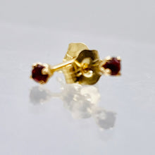 Load image into Gallery viewer, Garnet 14K Gold Post Faceted Round Cut Earrings | 2mm | Red | 1 Pair |
