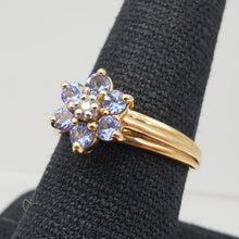 Load image into Gallery viewer, Tanzanite & Diamond Solid 10Kt Yellow Gold Flower Ring Size 7 9982F - PremiumBead Alternate Image 10