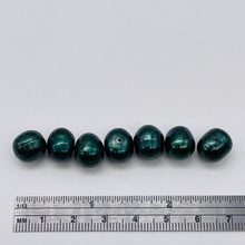 Load image into Gallery viewer, 7 Deep Emerald Green 10mm Green Freshwater Pearls Beads 9603