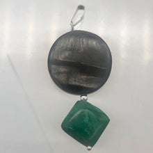 Load image into Gallery viewer, Hypersthene Bloodstone Pendant |1 7/8 inch long | Silver-black Green | Oval |